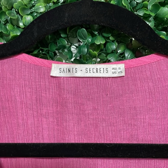 Flirty Pink Ruffled Long Sleeved Bowtie Front Dress - Picture 3 of 5